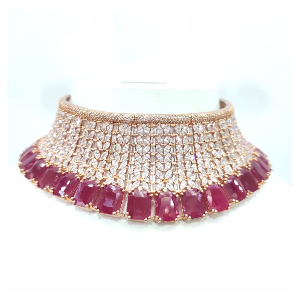 Big ruby stone maharani and antique choker necklace set 1449
