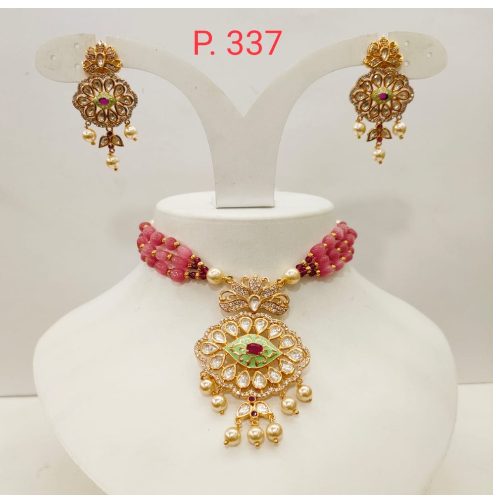 Maharani set with choker kundan work & ruby stone necklace set 1439 - Image 3