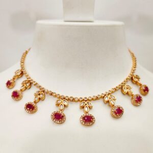 Choker kundan work with ruby stone necklace set 1432