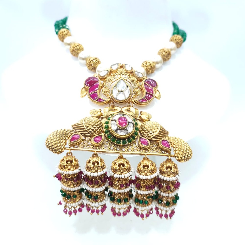 Special for bride with antique design peacock style necklace set 1431