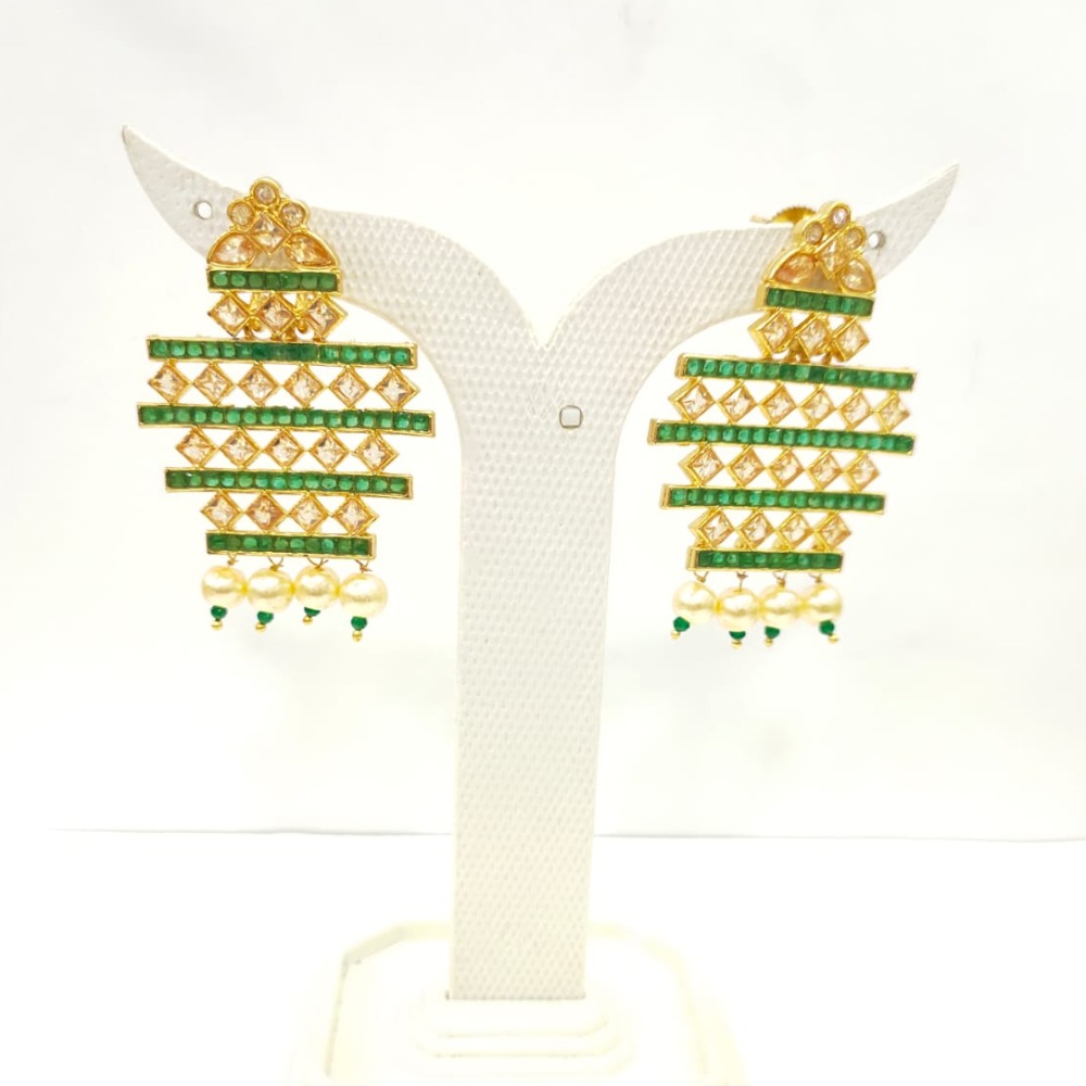 Antique choker with white and green string choker necklace set 1421 - Image 2