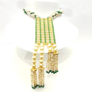 Antique choker with white and green string choker necklace set 1421