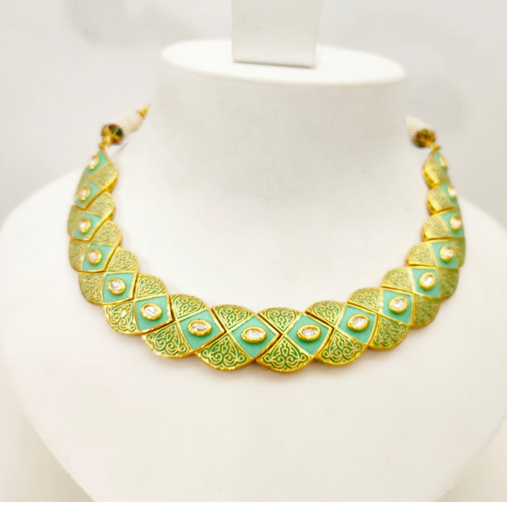 Antique full choker new design kundan work necklace set 1486