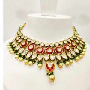 Ruby gold moti & emerald stone and choker kundan necklace set 1479