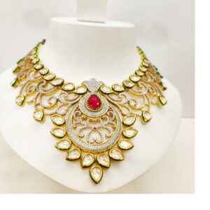 Full kundan work with with middle ruby stone and antique set for women 1478