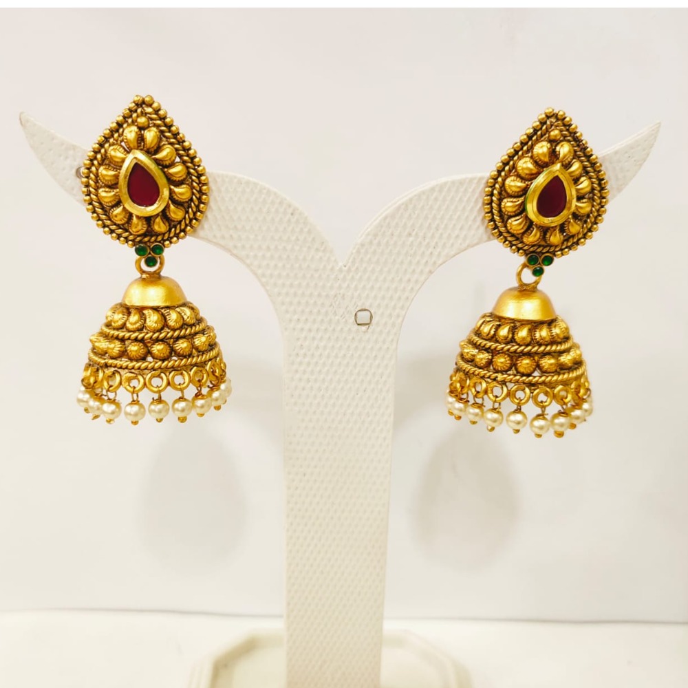 Full choker with antique kundan work ruby and emerald and ruby stone necklace set 1397 - Image 2