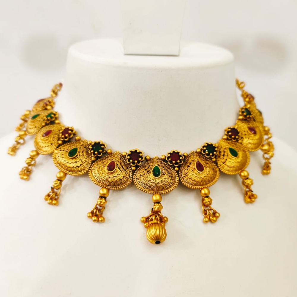 Antique design with choker and emerald and ruby stone 1382 - Image 2