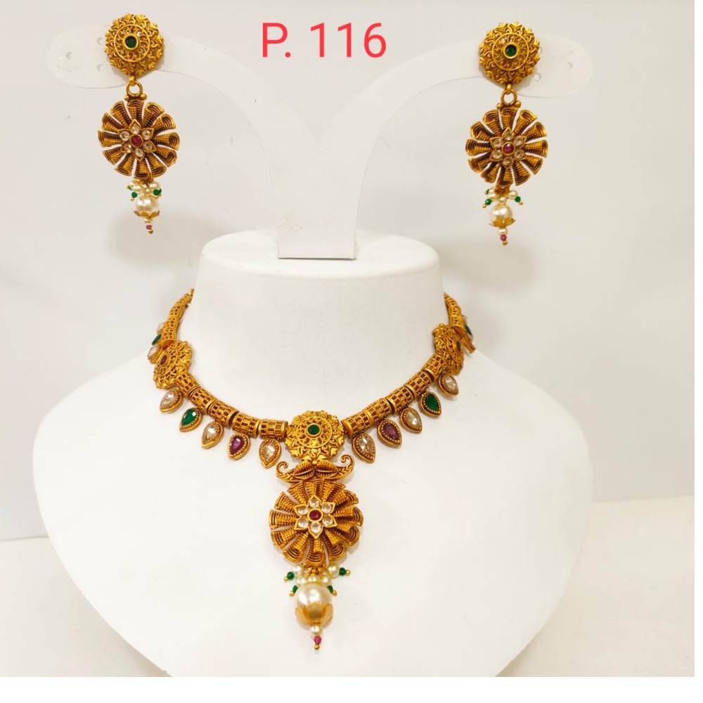 Long with multi color stone choker with attractive butti 1381