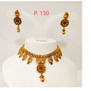 Ruby and emerald antique with hanging stone choker set 1379