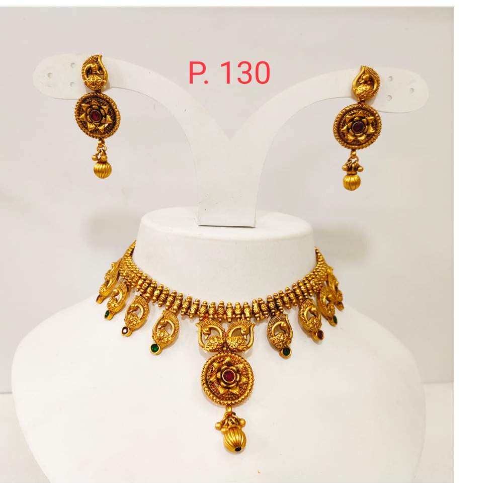 Ruby and emerald antique with hanging stone choker set 1379
