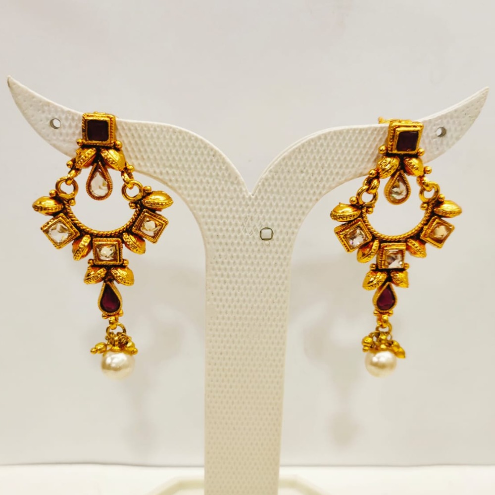 Square Shape Traditional Gold Plated kundan work mini Choker Set 1354 - Image 3