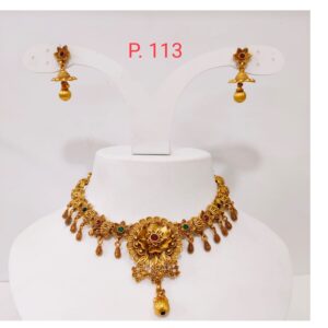 Flower design with ruby and emerald antique choker set 1378