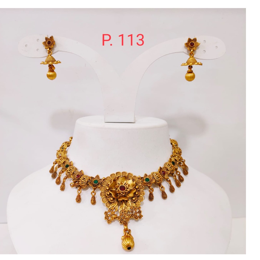 Flower design with ruby and emerald antique choker set 1378