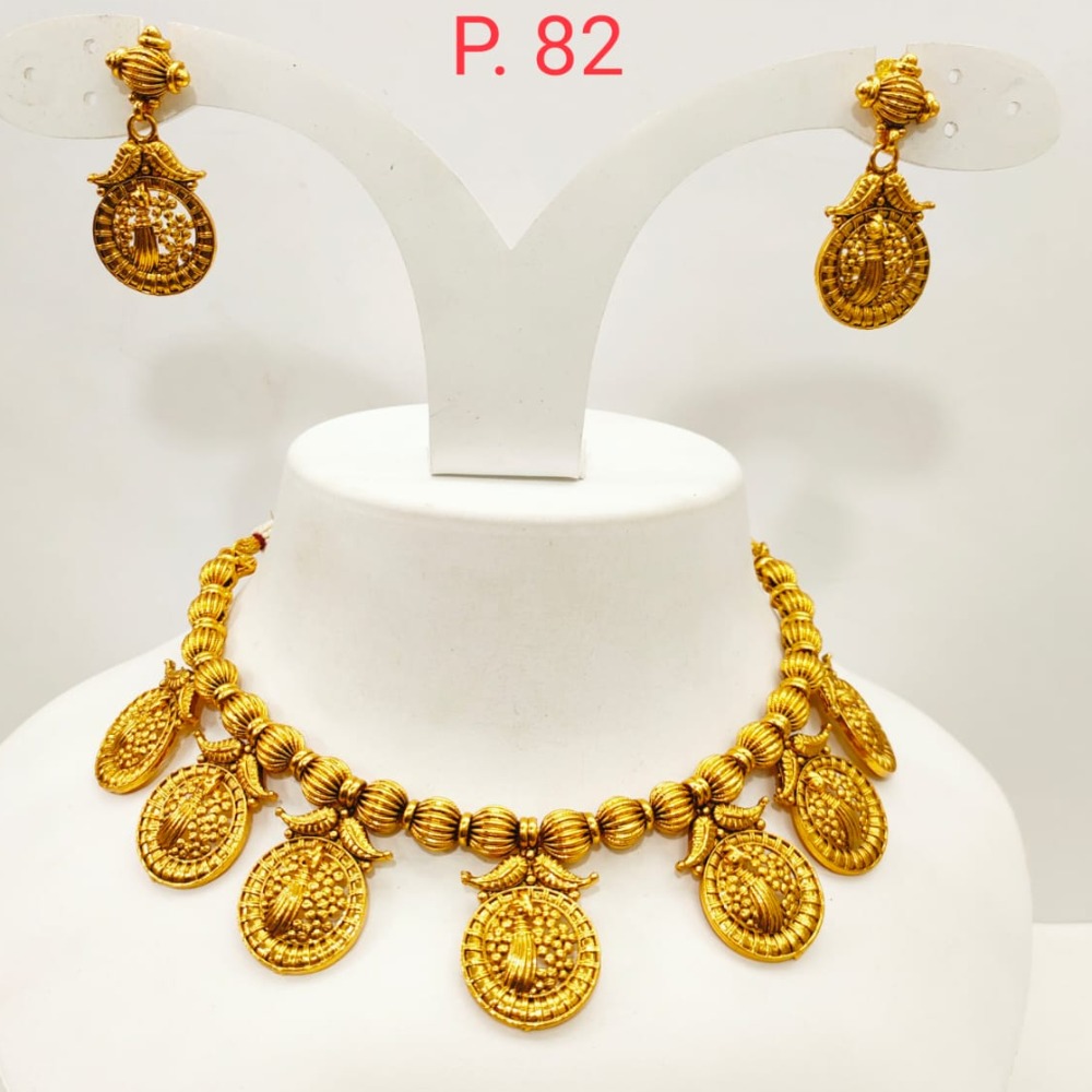 Antique Gold polish choker Neklace set 1351