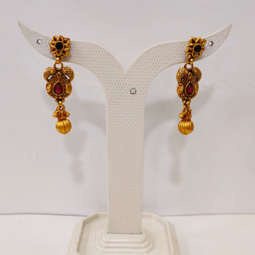 Choker with emerald and ruby stone with hanging gold moti necklace set 1345 - Image 3