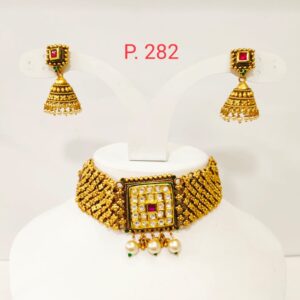 Watch style pendal full choker kundan necklace set 1342