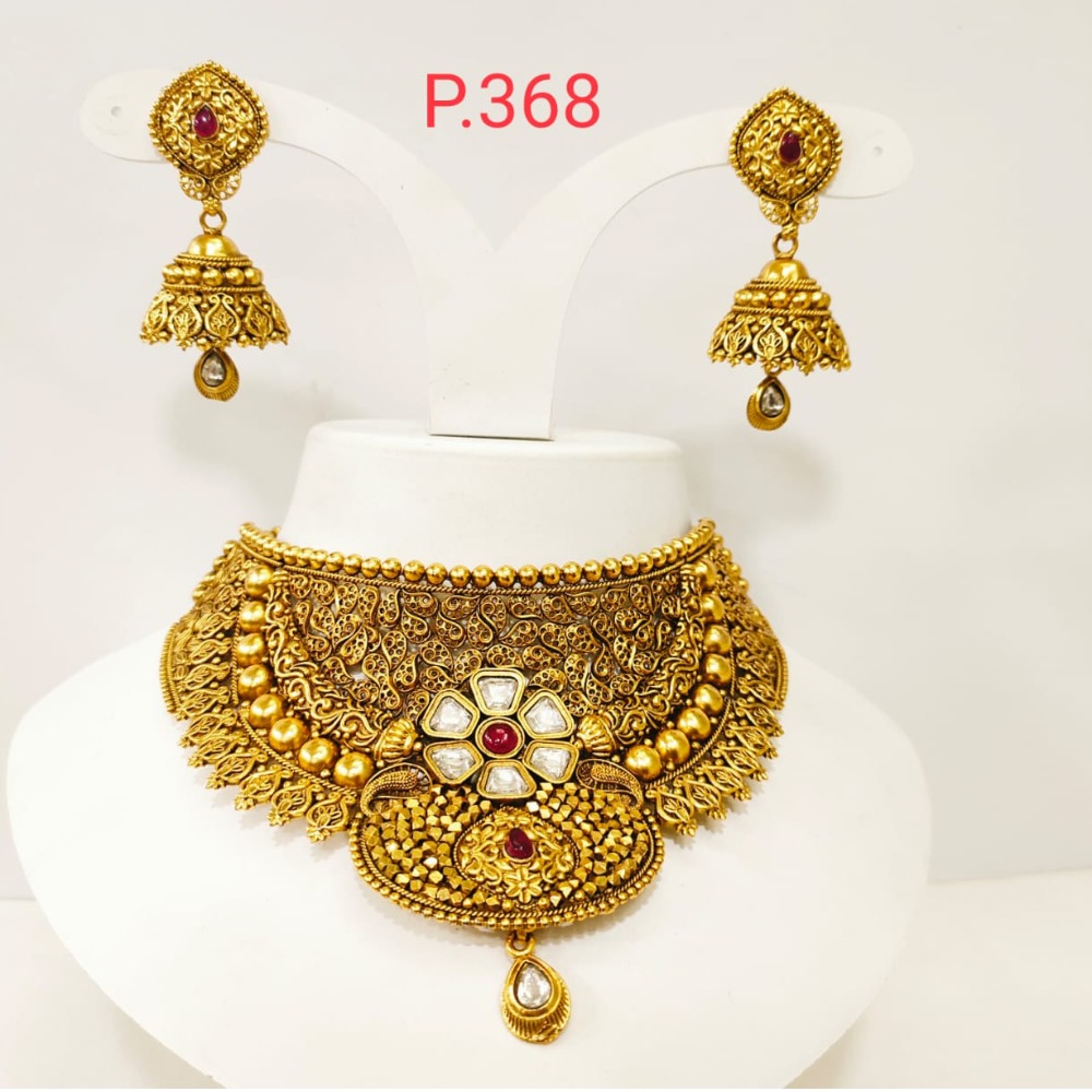 Maharani style traditional choker kundan necklace set 1341