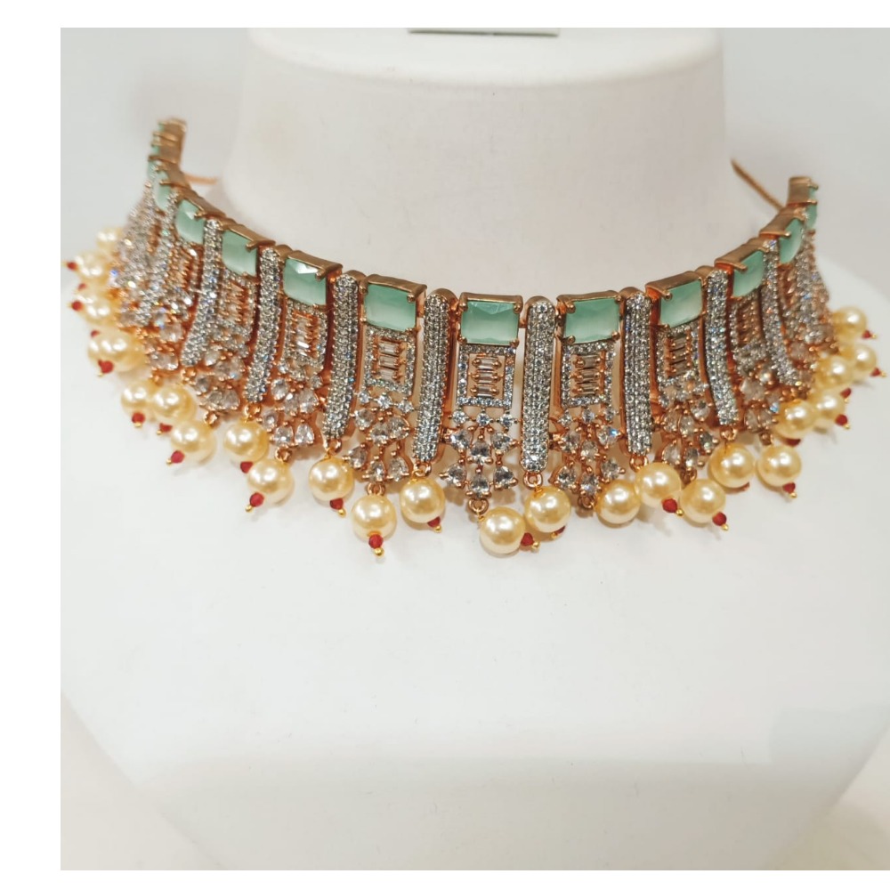 Traditional beautiful chokar jewelry with pearls combination necklace set 1227
