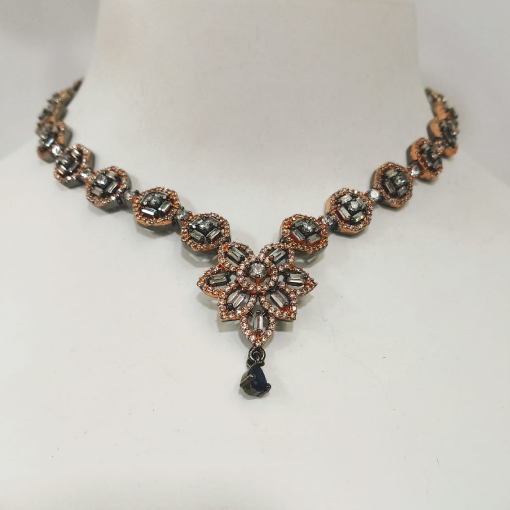 Flower work design Necklace set black pendant 1225