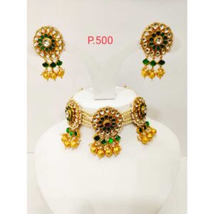 Beautiful gold plated pearl choker set with  Kundan Work  & gold Bead 1188