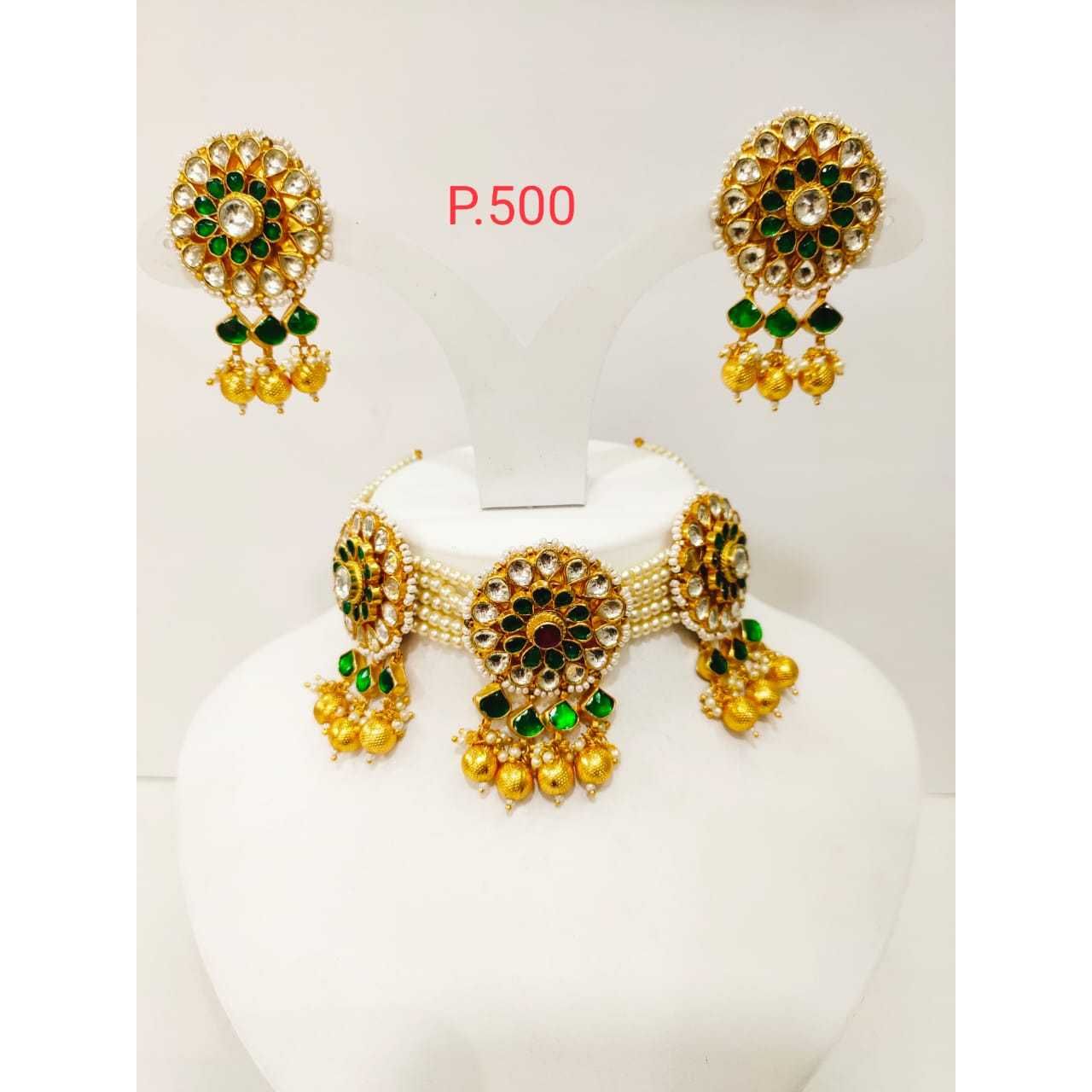Beautiful gold plated pearl choker set with  Kundan Work  & gold Bead 1188