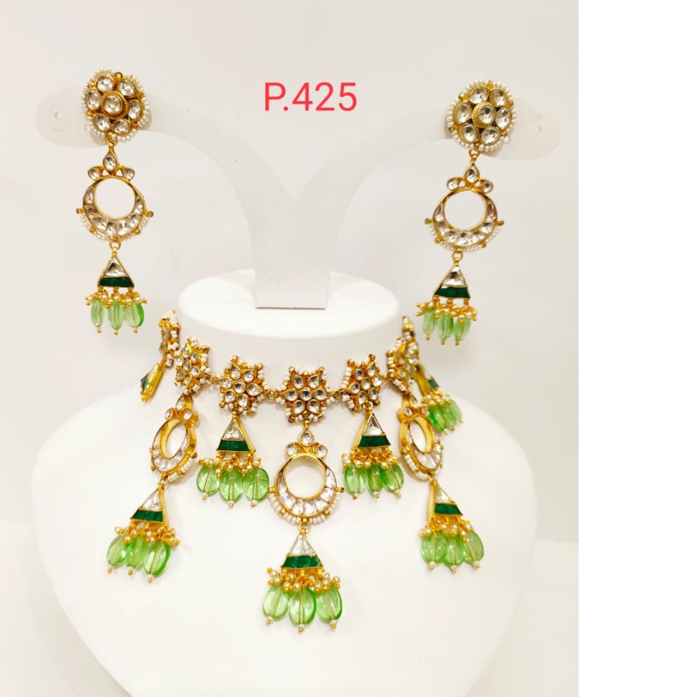 Kundan & mint beads choker Set 1185