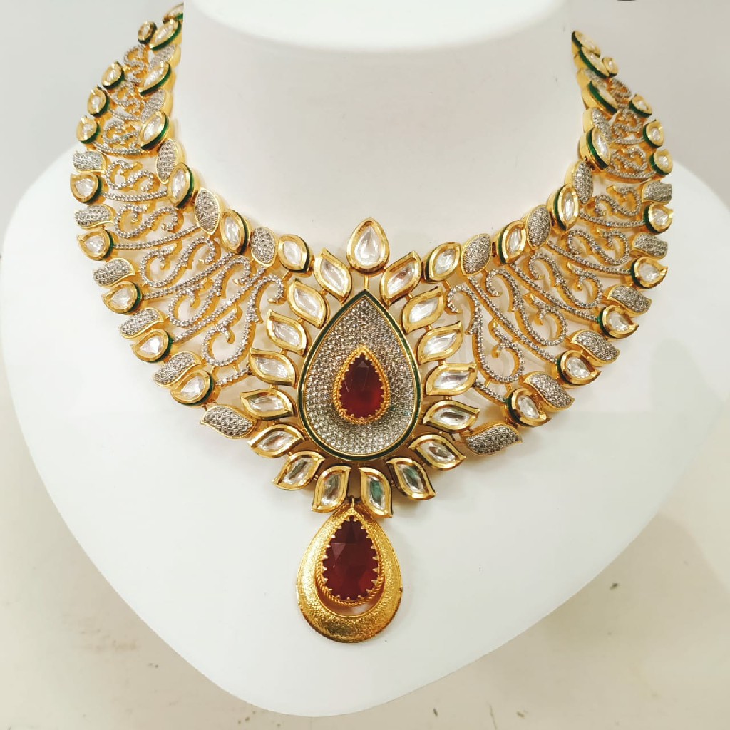 D.C fusion set diamond setting Mina work and kundan work design number 1124 - Image 2
