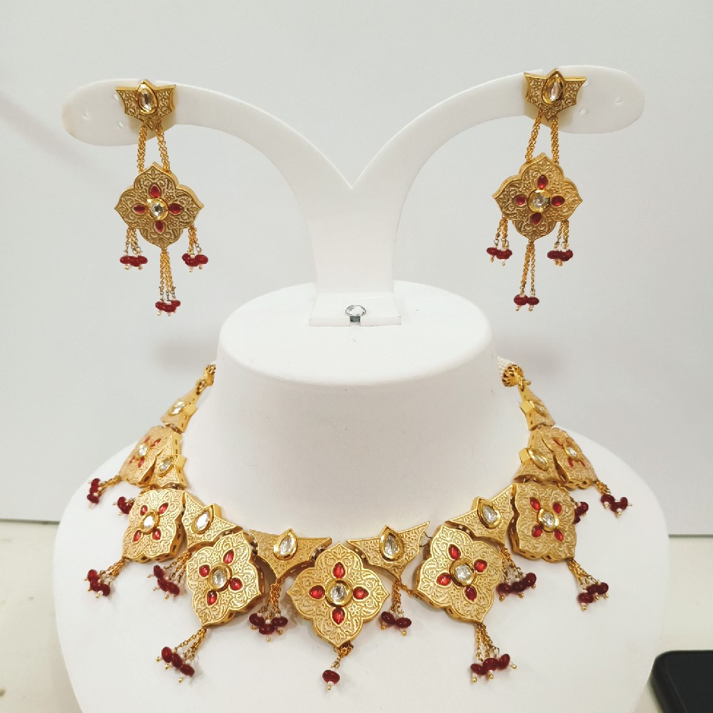 Meena kundan necklace set 1119