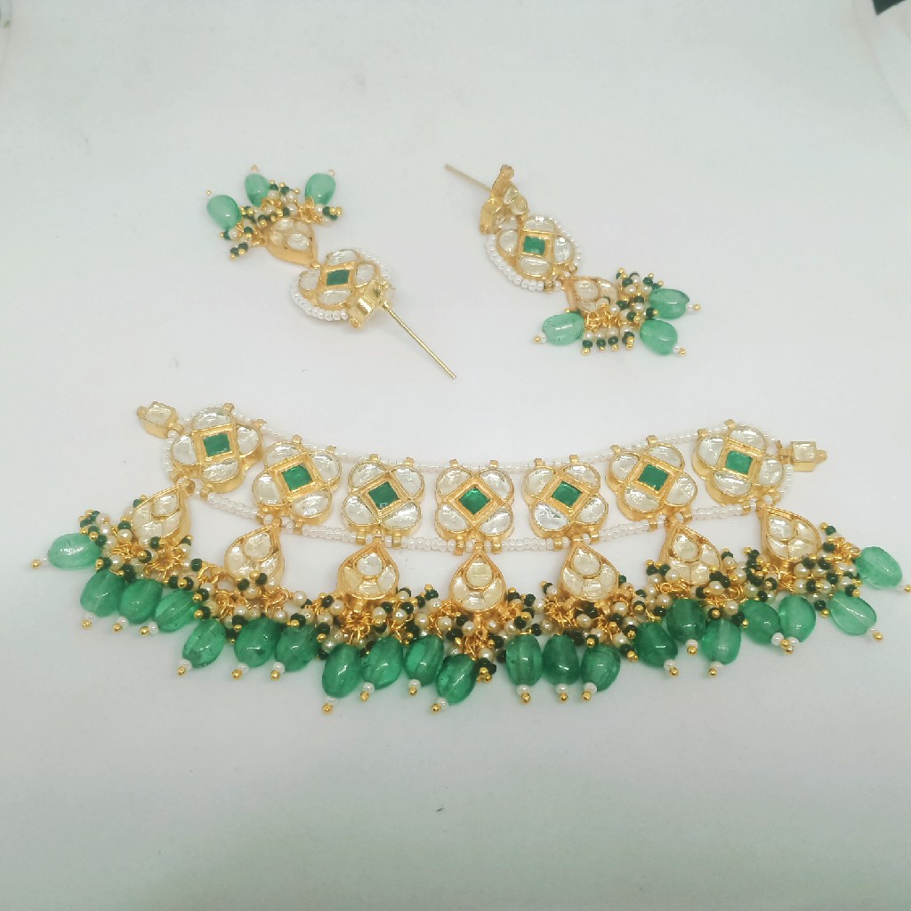 mini choker green kundan set for siders #1111