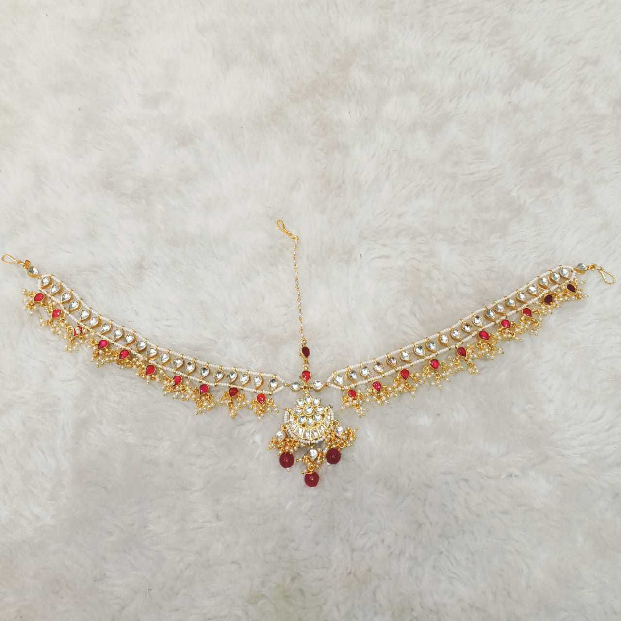 Beautiful white and red kundan's hair accessorie (jewellery)1109