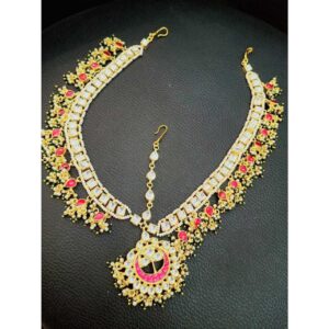 Pink And White Kundan's Bridal Mathapatti (Damni)1083