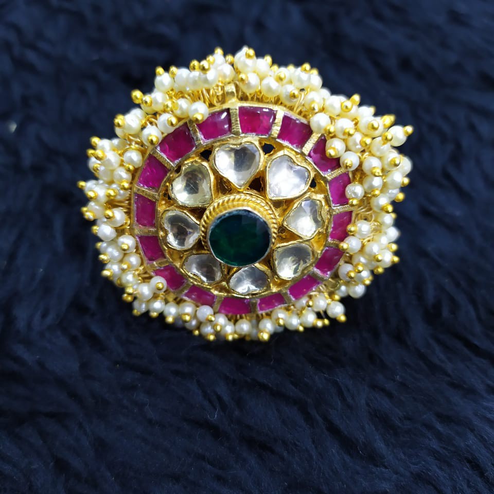 designer kundan ring#756