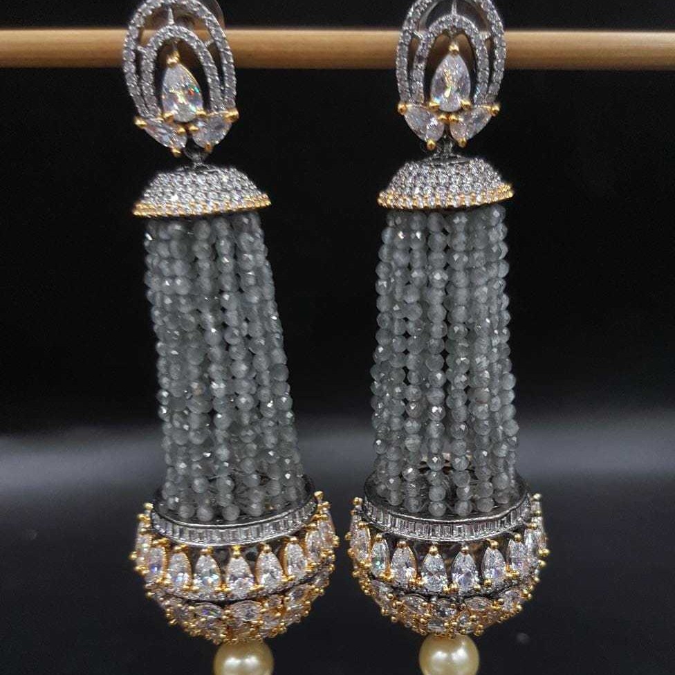 designer black gold earrings#517