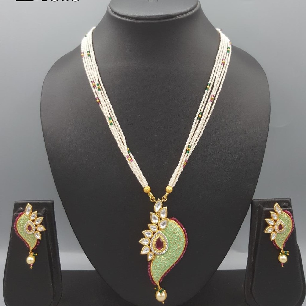 designer mint green pendant set#495