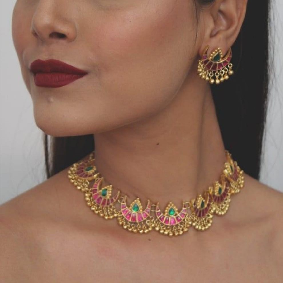 half moon designer necklace set#dcns078