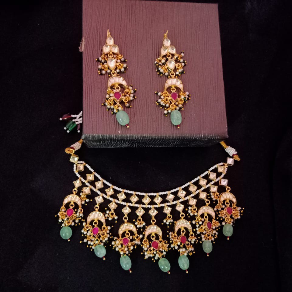 Kundan mini necklace set#dcns063