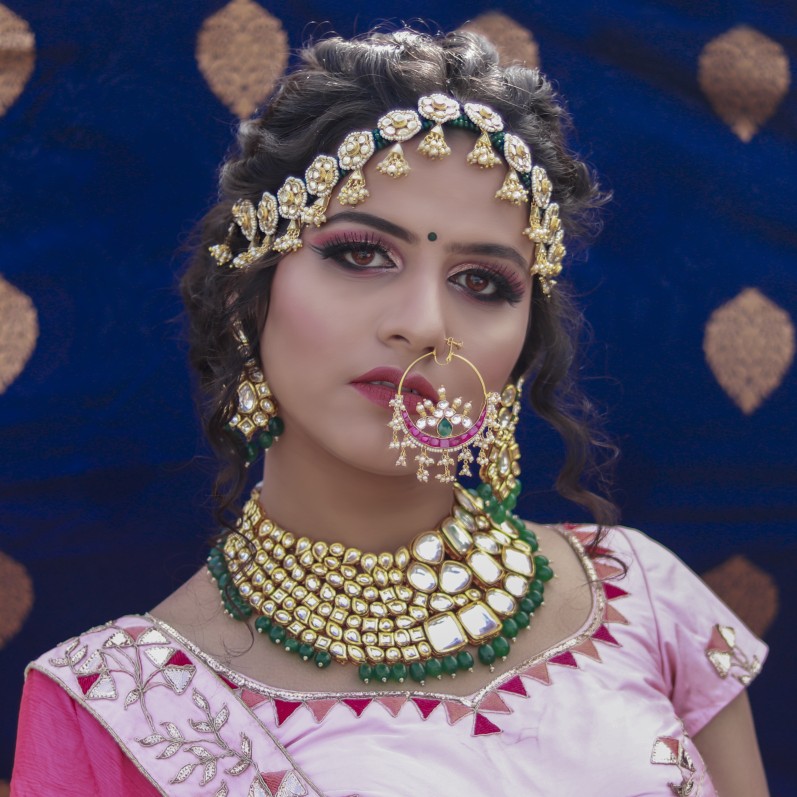 Designer Green Beads Kundan Bridal Jewellery