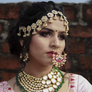 Green Beaded Bridal Necklace Set