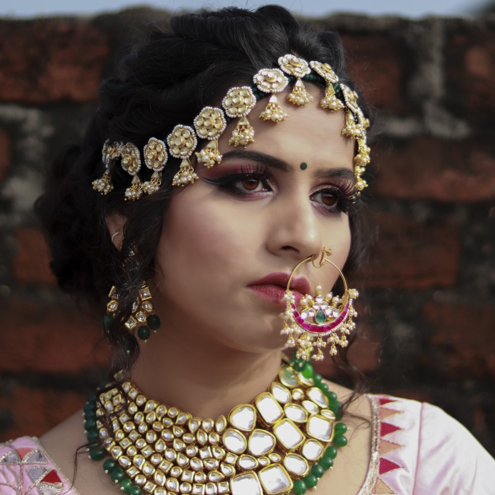Green Beaded Bridal Necklace Set