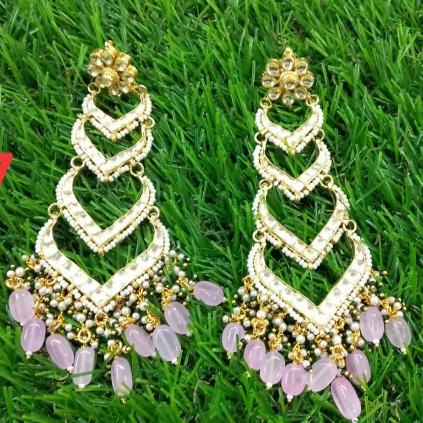 Beautiful Earrings With Pink Beads