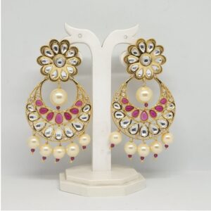 Designer Pink Stone Latkan Earring