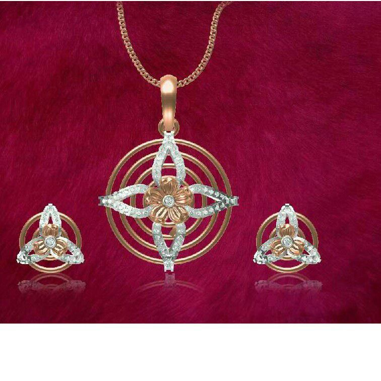 18kt Gold Classic Ladies Pendant Set