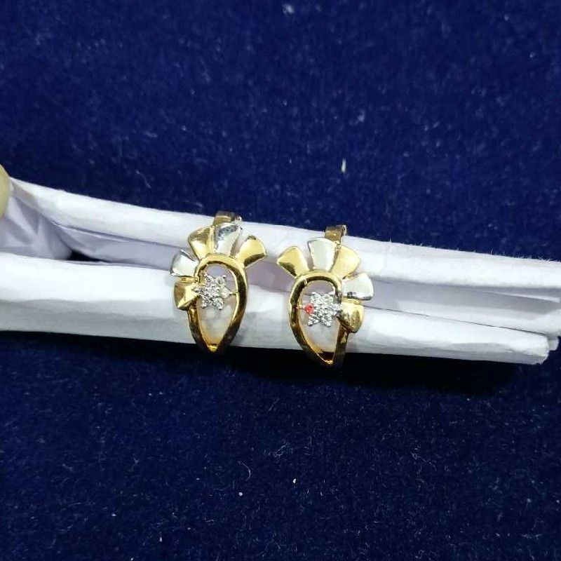 18KT Yellow Gold Pave Real Diamond Modern Earrings