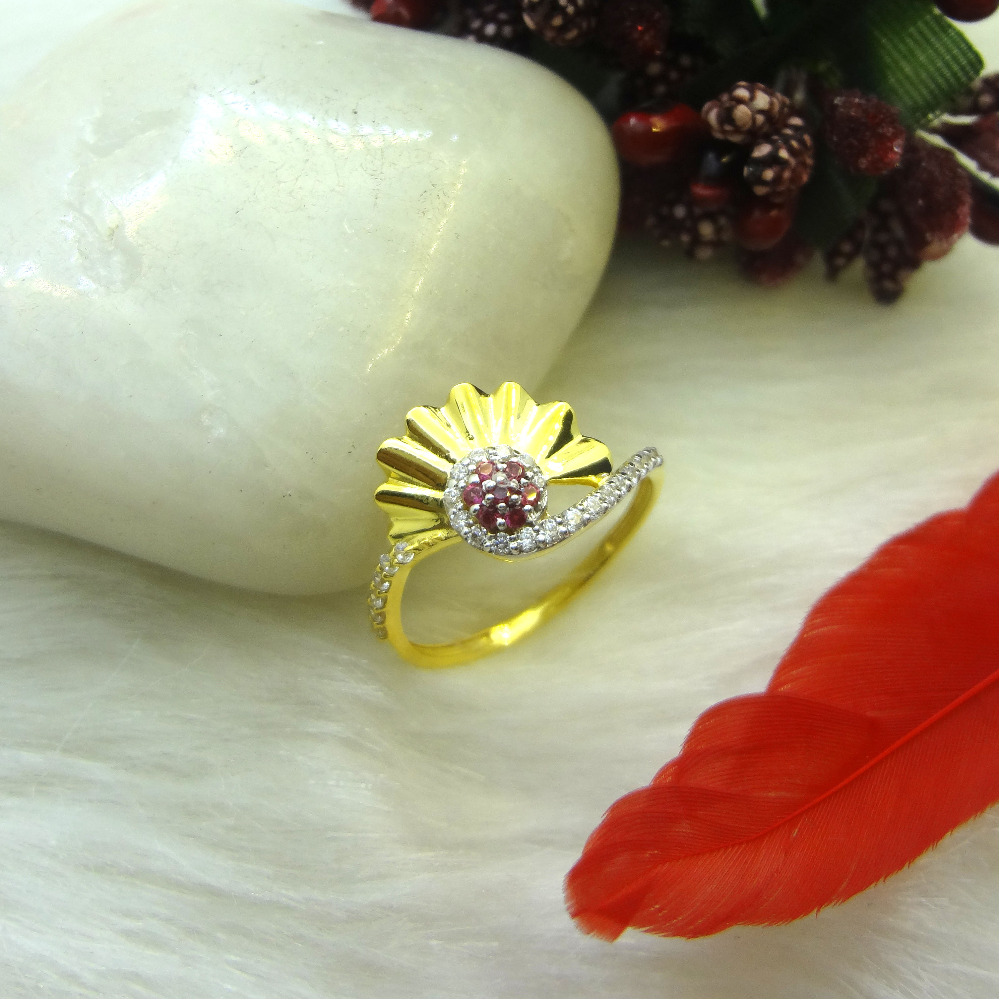 916 gold cz diamond flower shape ladies ring