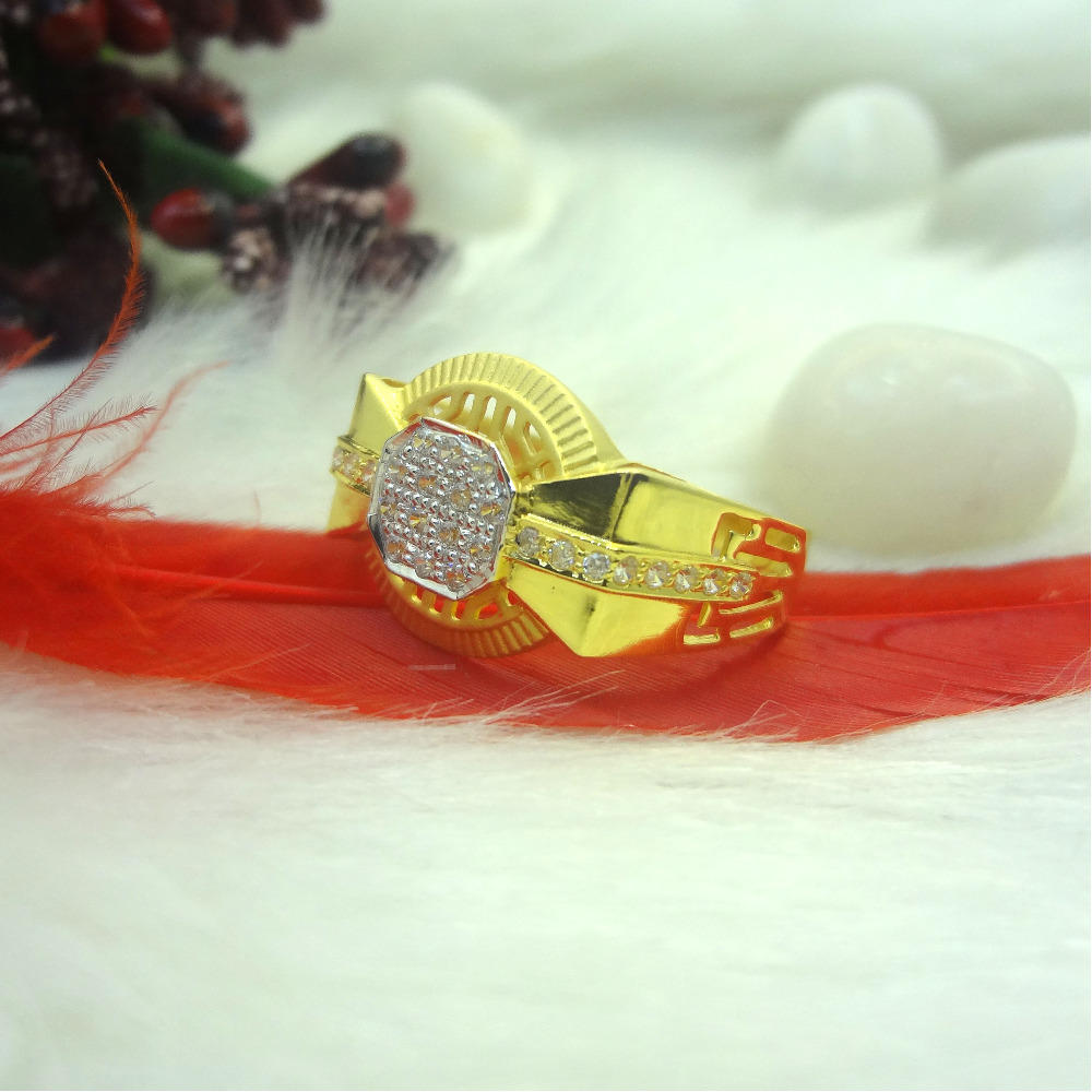916 GOLD CZ DIAMOND GENTS RING - Image 2
