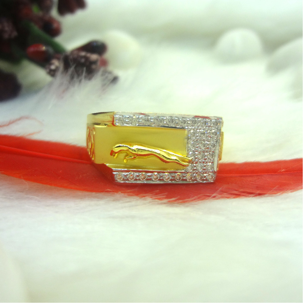 916 GOLD CZ DIAMOND GENTS RING - Image 3