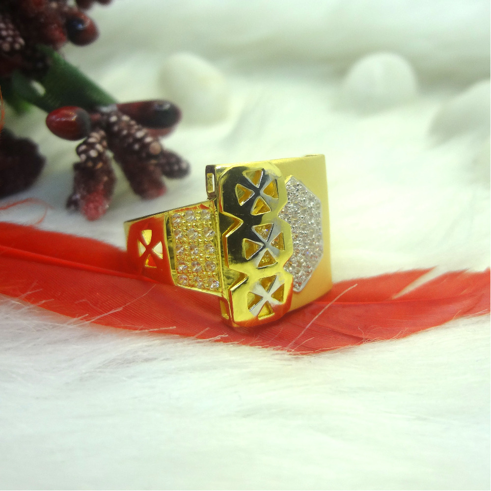916 gold cz diamond gents ring - Image 3