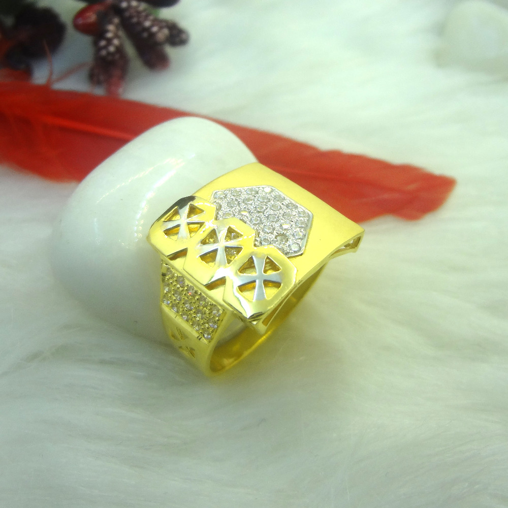 916 gold cz diamond gents ring