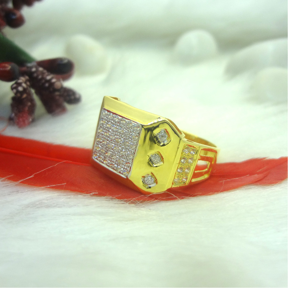 Fancy cz diamond 22kt gold gents ring