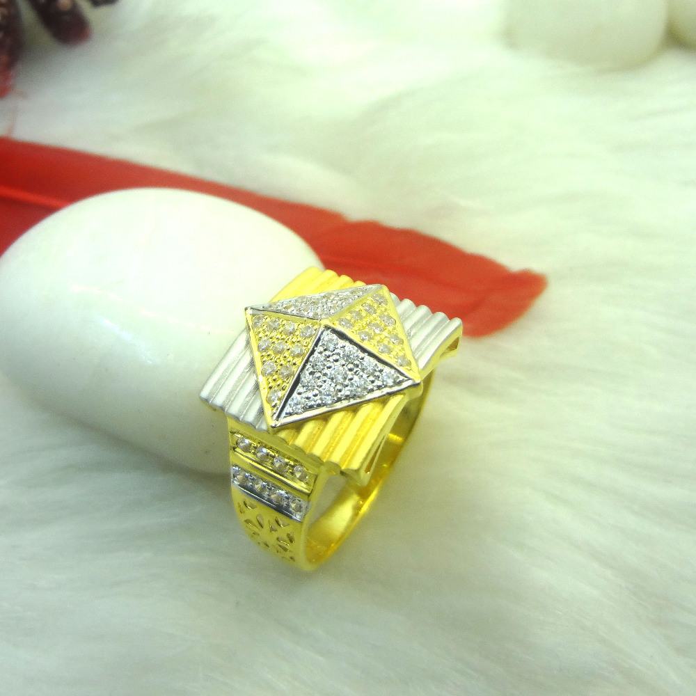 916 gold cz diamond gents ring